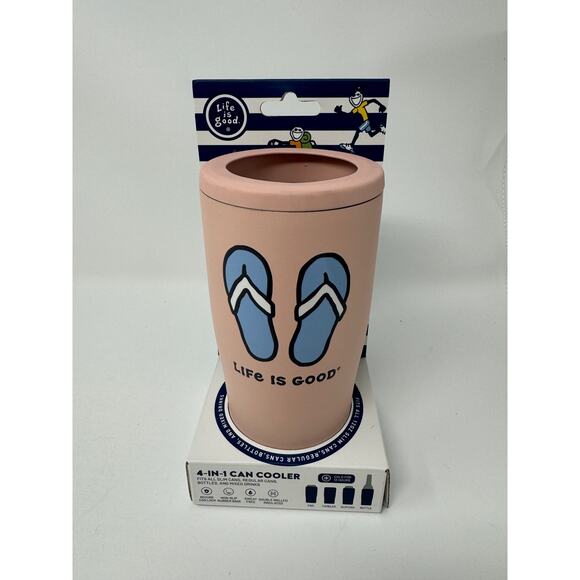 Life Is Good 4 in 1 Beverage Cooler Flip Flops NEW - Picture 1 of 5